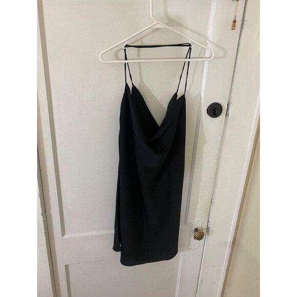 NWT The Blu Ivy Women's Black Satin Mini Cocktail Dress - Large - Picture 4 of 14